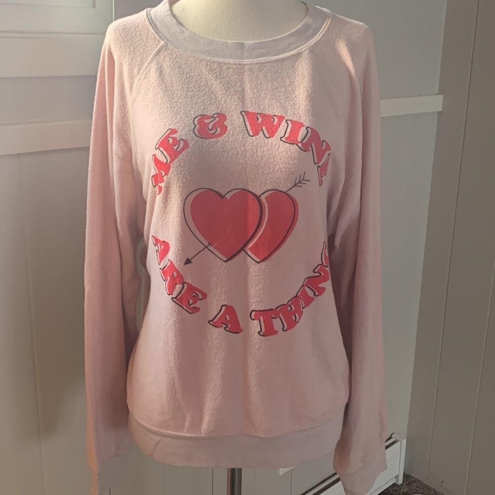 Wildfox crew neck sweater brushed knit construction sz small